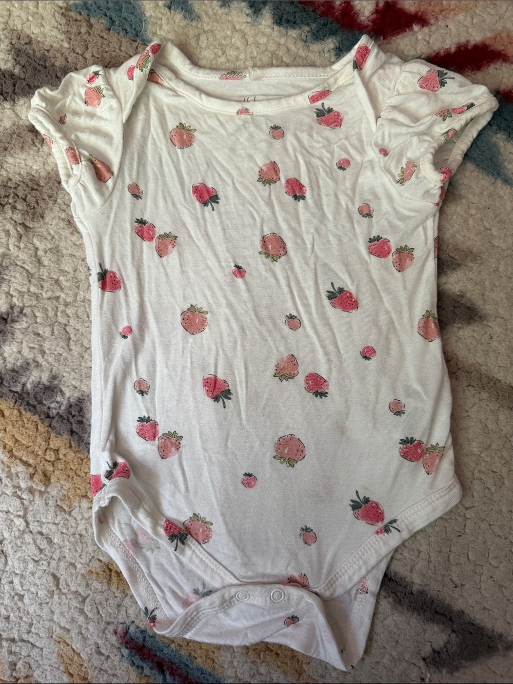 White Strawberry Print Baby One-Piece Bodysuit